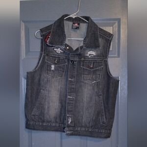South Pole Black Denim Vest L